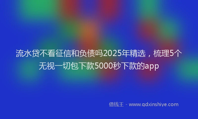 流水贷不看征信和负债吗2025年精选，梳理5个无视一切包下款5000秒下款的app