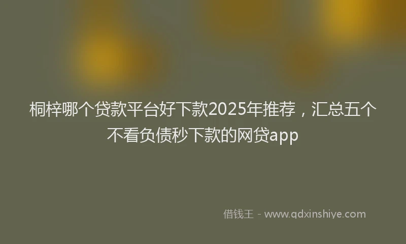 桐梓哪个贷款平台好下款2025年推荐，汇总五个不看负债秒下款的网贷app