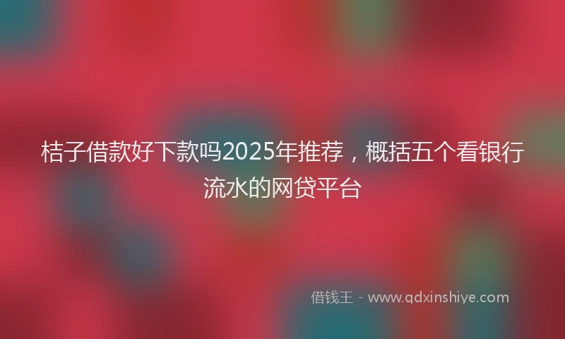 桔子借款好下款吗2025年推荐，概括五个看银行流水的网贷平台