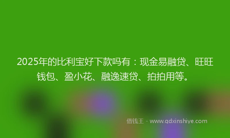 2025年的比利宝好下款吗有：现金易融贷、旺旺钱包、盈小花、融逸速贷、拍拍用等。