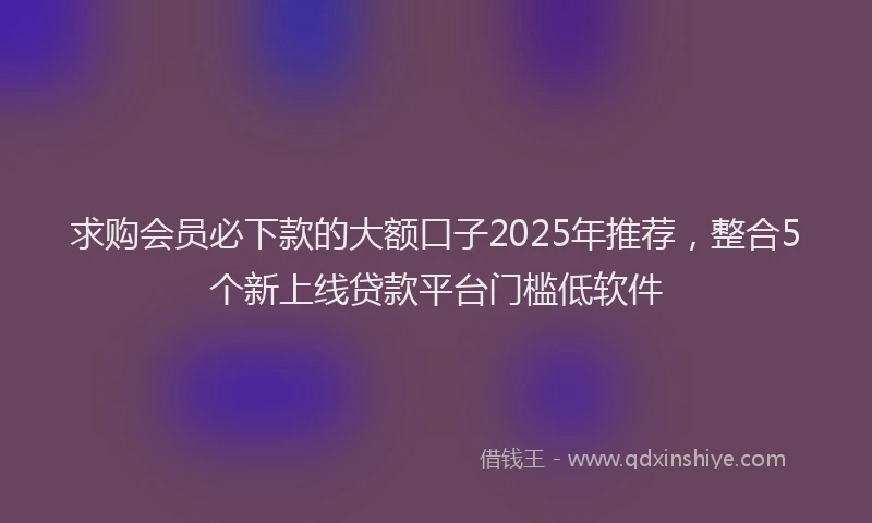 求购会员必下款的大额口子2025年推荐，整合5个新上线贷款平台门槛低软件