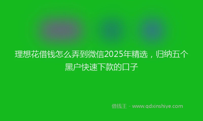 理想花借钱怎么弄到微信2025年精选，归纳五个黑户快速下款的口子