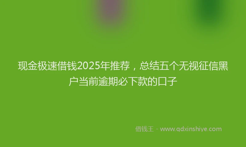 现金极速借钱2025年推荐，总结五个无视征信黑户当前逾期必下款的口子