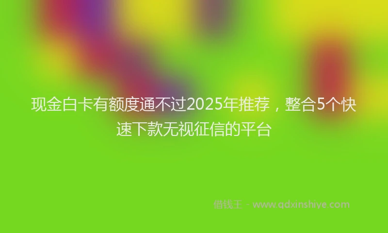 现金白卡有额度通不过2025年推荐，整合5个快速下款无视征信的平台