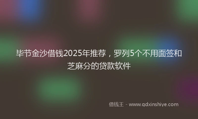 毕节金沙借钱2025年推荐，罗列5个不用面签和芝麻分的贷款软件