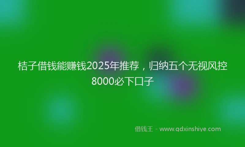 桔子借钱能赚钱2025年推荐，归纳五个无视风控8000必下口子
