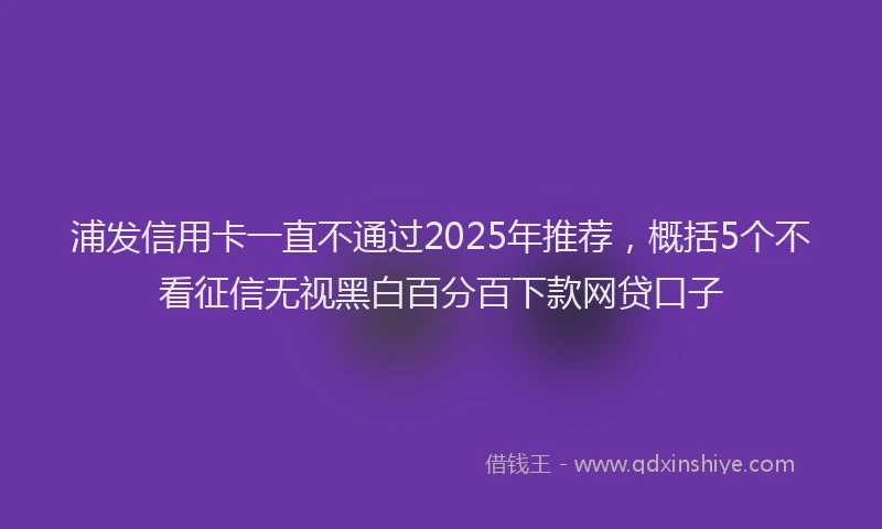 浦发信用卡一直不通过2025年推荐，概括5个不看征信无视黑白百分百下款网贷口子