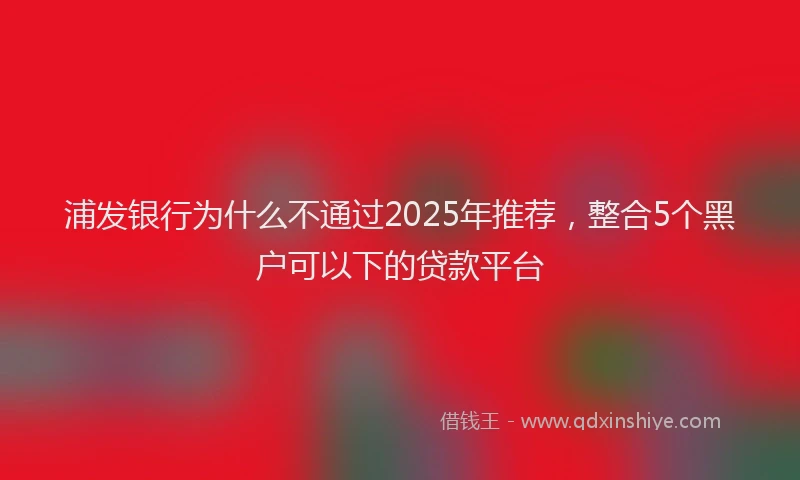 浦发银行为什么不通过2025年推荐，整合5个黑户可以下的贷款平台