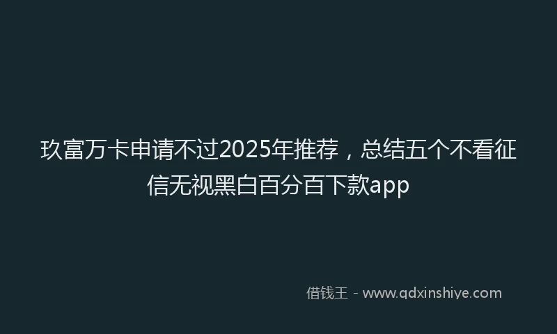 玖富万卡申请不过2025年推荐，总结五个不看征信无视黑白百分百下款app