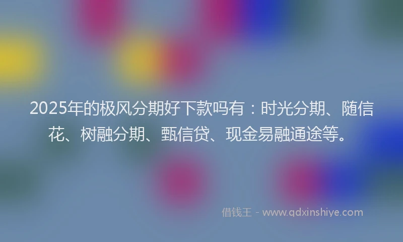 2025年的极风分期好下款吗有：时光分期、随信花、树融分期、甄信贷、现金易融通途等。