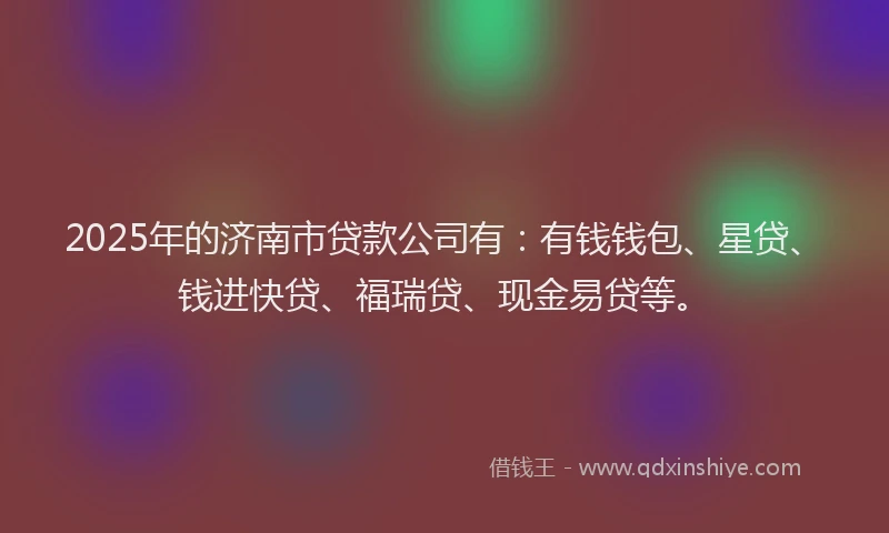 2025年的济南市贷款公司有：有钱钱包、星贷、钱进快贷、福瑞贷、现金易贷等。