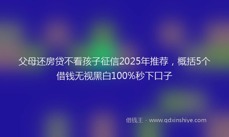 父母还房贷不看孩子征信2025年推荐，概括5个借钱无视黑白100%秒下口子