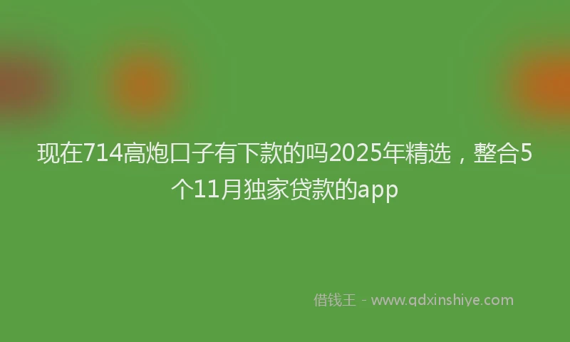 现在714高炮口子有下款的吗2025年精选，整合5个11月独家贷款的app