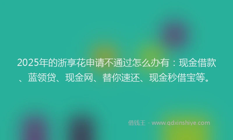 2025年的浙享花申请不通过怎么办有：现金借款、蓝领贷、现金网、替你速还、现金秒借宝等。