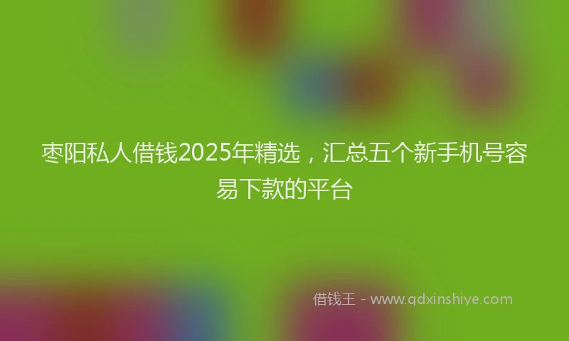 枣阳私人借钱2025年精选，汇总五个新手机号容易下款的平台