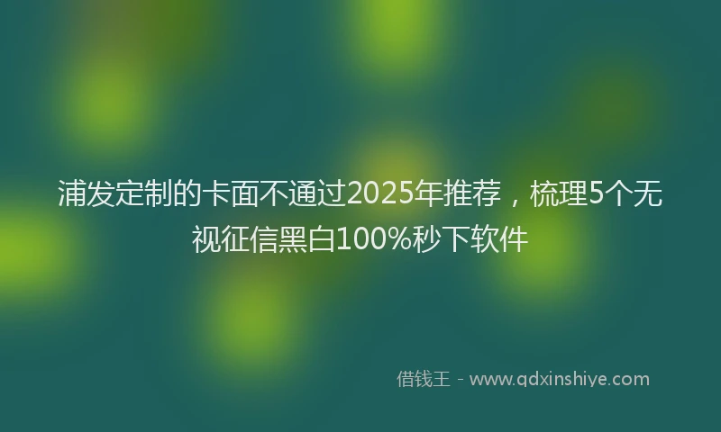 浦发定制的卡面不通过2025年推荐，梳理5个无视征信黑白100%秒下软件