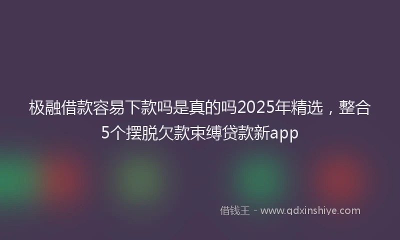 极融借款容易下款吗是真的吗2025年精选，整合5个摆脱欠款束缚贷款新app
