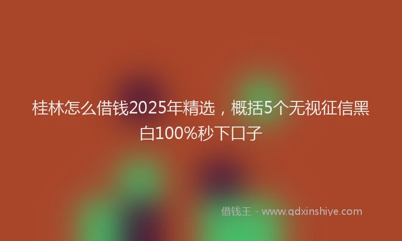 桂林怎么借钱2025年精选，概括5个无视征信黑白100%秒下口子