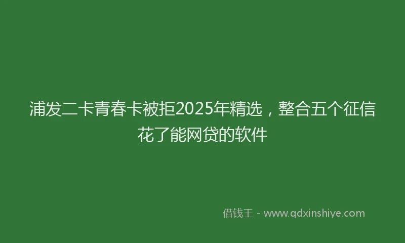 浦发二卡青春卡被拒2025年精选，整合五个征信花了能网贷的软件