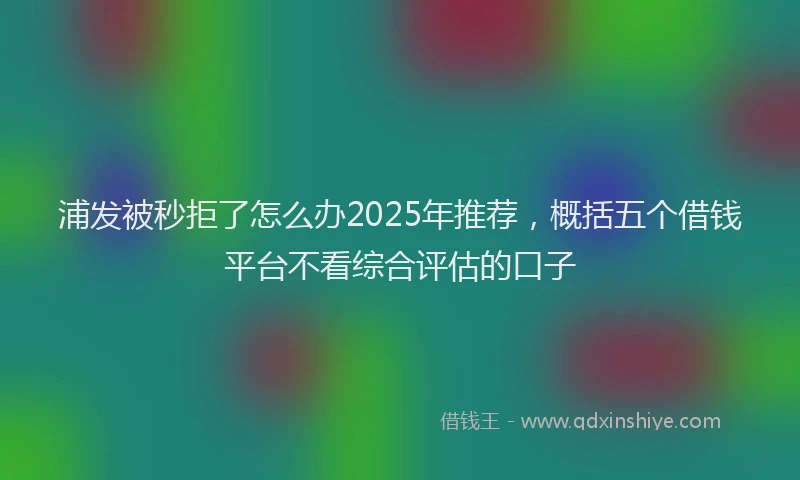 浦发被秒拒了怎么办2025年推荐，概括五个借钱平台不看综合评估的口子