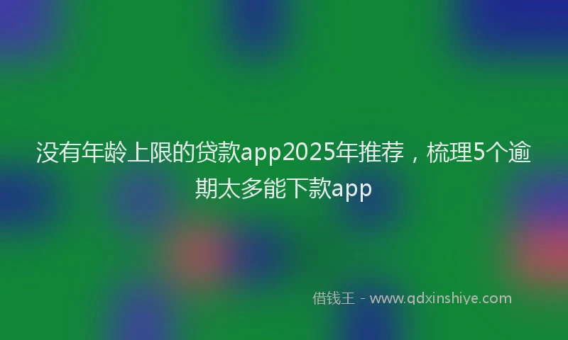 没有年龄上限的贷款app2025年推荐，梳理5个逾期太多能下款app