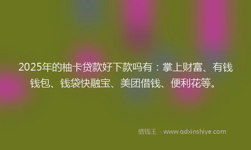 2025年的柚卡贷款好下款吗有：掌上财富、有钱钱包、钱袋快融宝、美团借钱、便利花等。