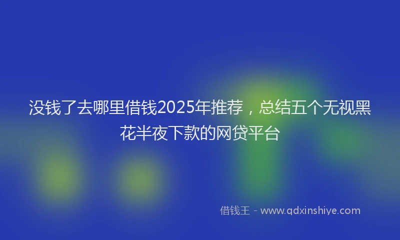没钱了去哪里借钱2025年推荐，总结五个无视黑花半夜下款的网贷平台