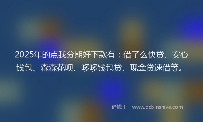 2025年的点我分期好下款有：借了么快贷、安心钱包、森森花呗、哆哆钱包贷、现金贷速借等。