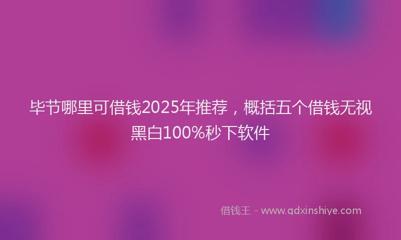 毕节哪里可借钱2025年推荐，概括五个借钱无视黑白100%秒下软件