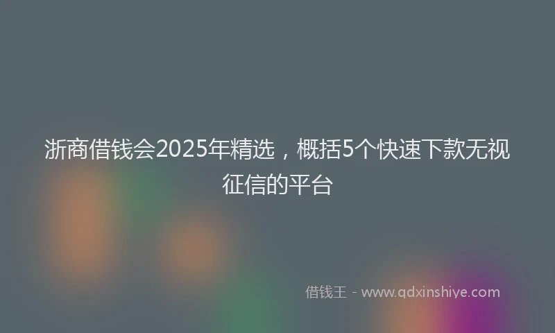 浙商借钱会2025年精选，概括5个快速下款无视征信的平台