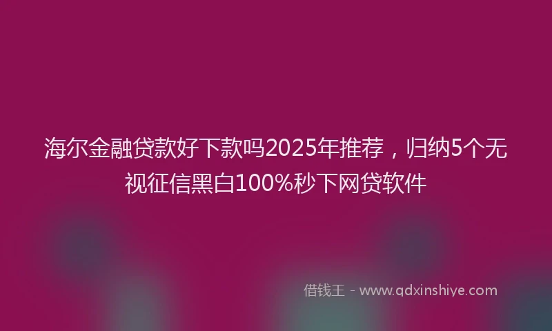 海尔金融贷款好下款吗2025年推荐，归纳5个无视征信黑白100%秒下网贷软件