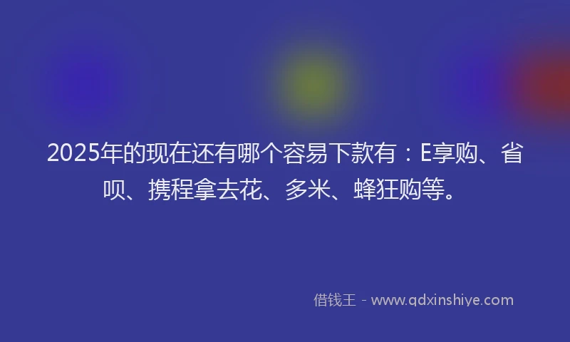 2025年的现在还有哪个容易下款有：E享购、省呗、携程拿去花、多米、蜂狂购等。
