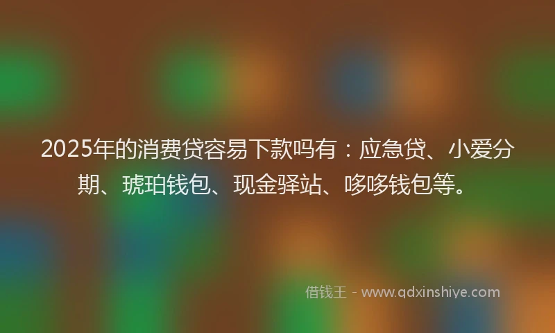 2025年的消费贷容易下款吗有：应急贷、小爱分期、琥珀钱包、现金驿站、哆哆钱包等。