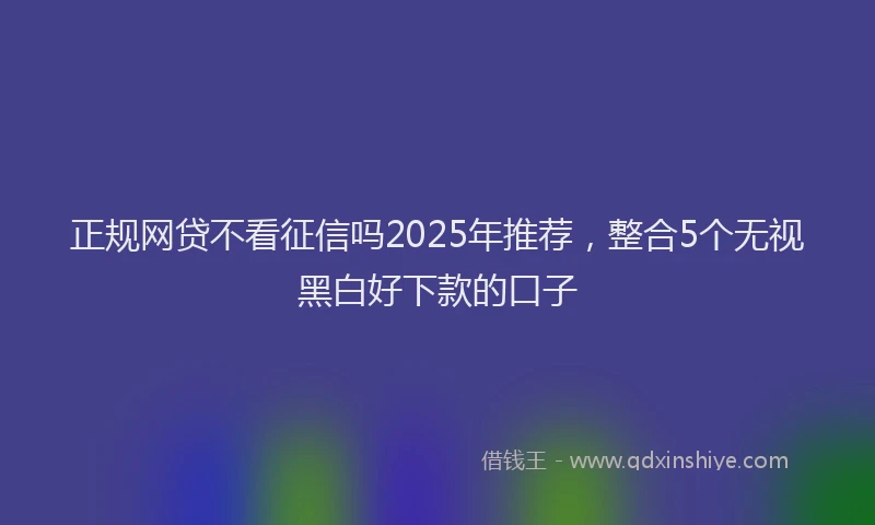 正规网贷不看征信吗2025年推荐，整合5个无视黑白好下款的口子
