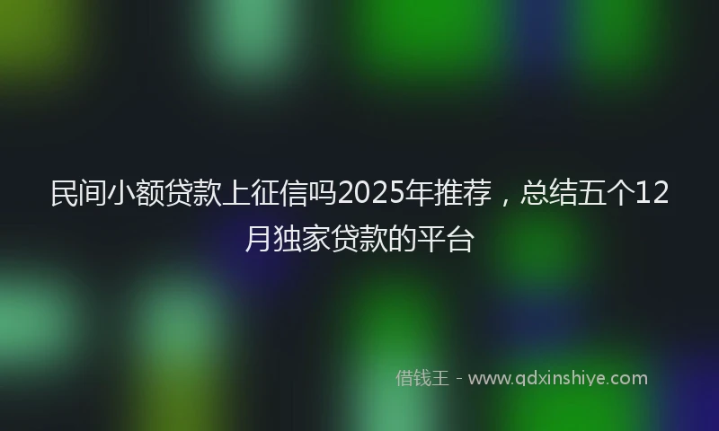 民间小额贷款上征信吗2025年推荐，总结五个12月独家贷款的平台