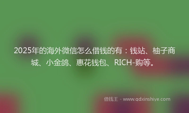2025年的海外微信怎么借钱的有：钱站、柚子商城、小金鸽、惠花钱包、RICH-购等。