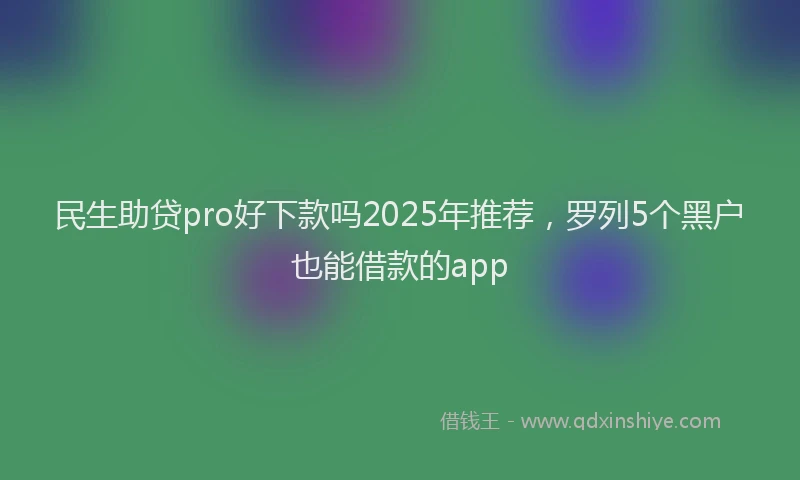 民生助贷pro好下款吗2025年推荐，罗列5个黑户也能借款的app