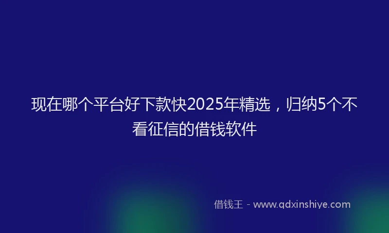 现在哪个平台好下款快2025年精选，归纳5个不看征信的借钱软件