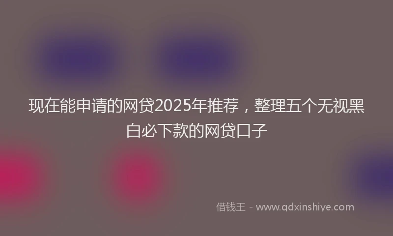 现在能申请的网贷2025年推荐，整理五个无视黑白必下款的网贷口子