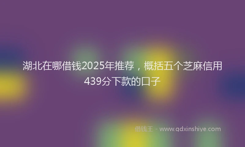 湖北在哪借钱2025年推荐，概括五个芝麻信用439分下款的口子