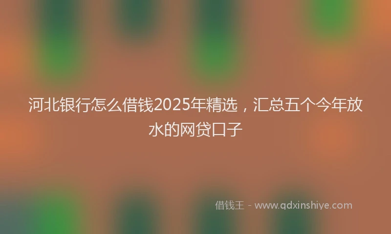 河北银行怎么借钱2025年精选，汇总五个今年放水的网贷口子