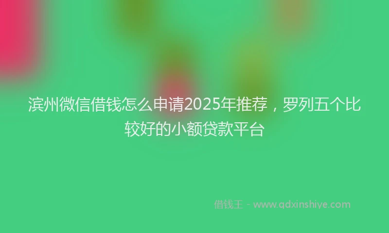 滨州微信借钱怎么申请2025年推荐，罗列五个比较好的小额贷款平台