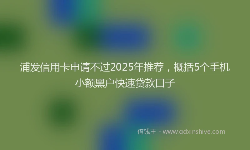 浦发信用卡申请不过2025年推荐，概括5个手机小额黑户快速贷款口子