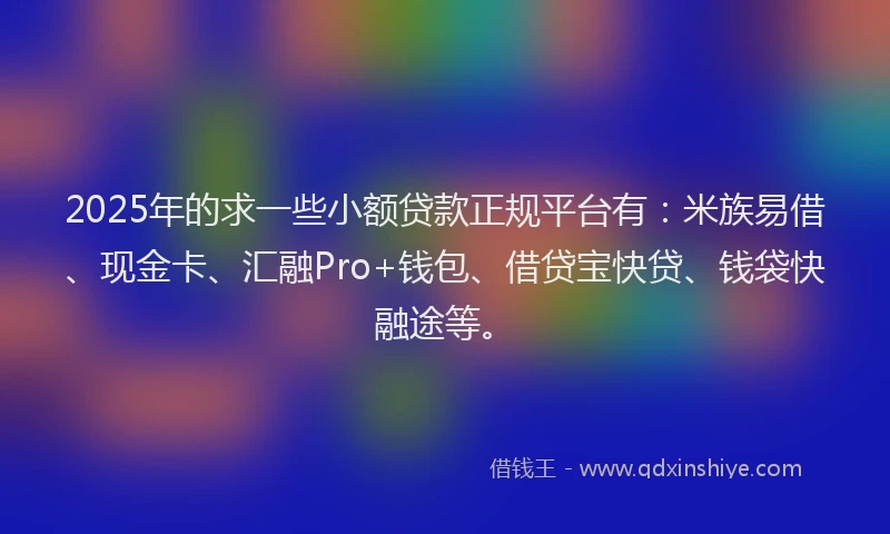 2025年的求一些小额贷款正规平台有：米族易借、现金卡、汇融Pro+钱包、借贷宝快贷、钱袋快融途等。