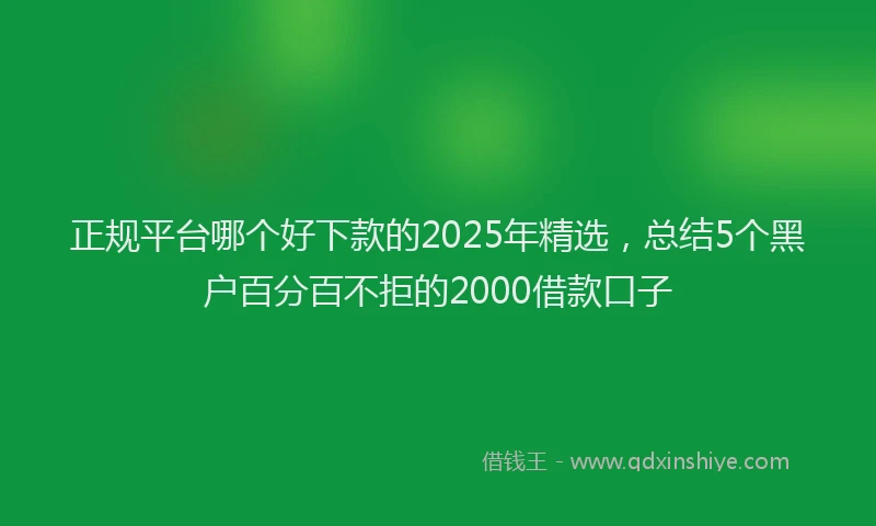 正规平台哪个好下款的2025年精选，总结5个黑户百分百不拒的2000借款口子
