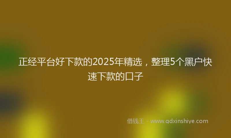 正经平台好下款的2025年精选，整理5个黑户快速下款的口子