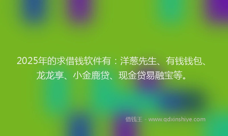 2025年的求借钱软件有：洋葱先生、有钱钱包、龙龙享、小金鹿贷、现金贷易融宝等。