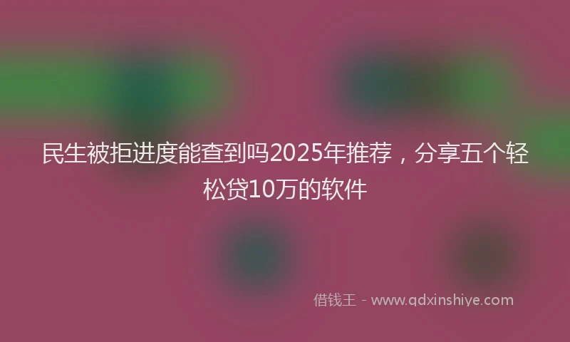 民生被拒进度能查到吗2025年推荐，分享五个轻松贷10万的软件