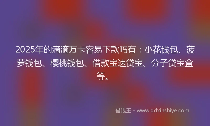 2025年的滴滴万卡容易下款吗有：小花钱包、菠萝钱包、樱桃钱包、借款宝速贷宝、分子贷宝盒等。