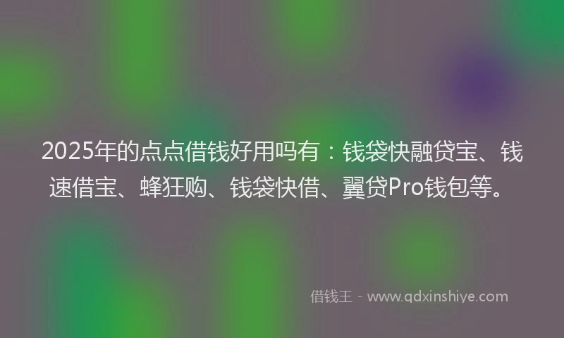 2025年的点点借钱好用吗有：钱袋快融贷宝、钱速借宝、蜂狂购、钱袋快借、翼贷Pro钱包等。